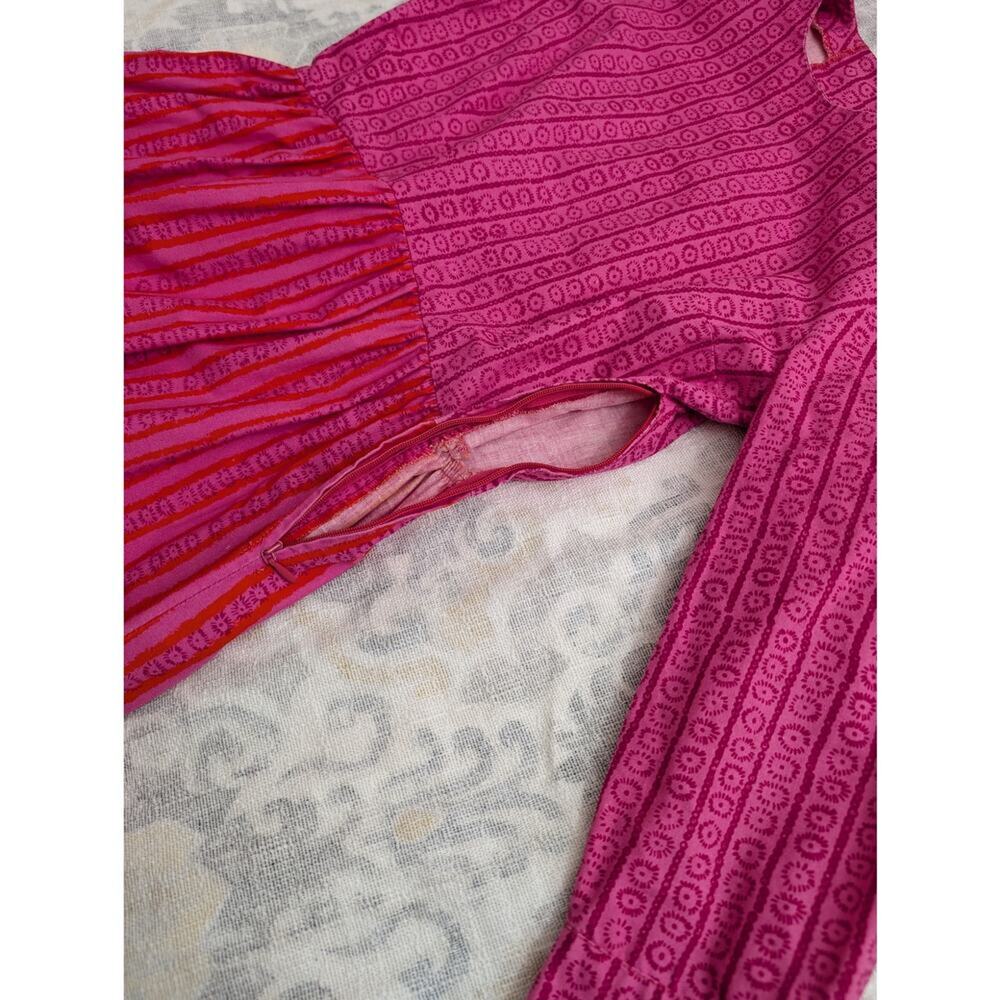 RARE Marimekko Pink Kukkaraita Design Vuokko Nurmesniemi 60s Cotton Maxi Dress - Picture 8 of 15